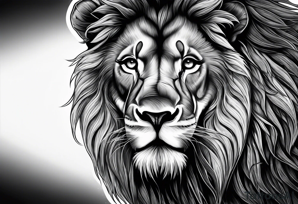 powerful majestic lion, close-up tattoo idea