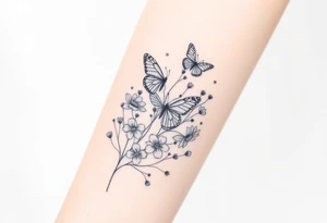 spring violet flowers and butterflies, more butterfly, and sprinkels, flower are violet il want long for arm tattoo idea