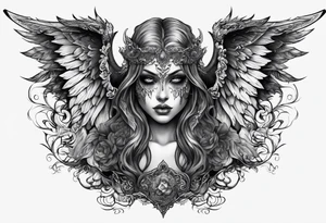 Creepy half angel half demon tattoo idea