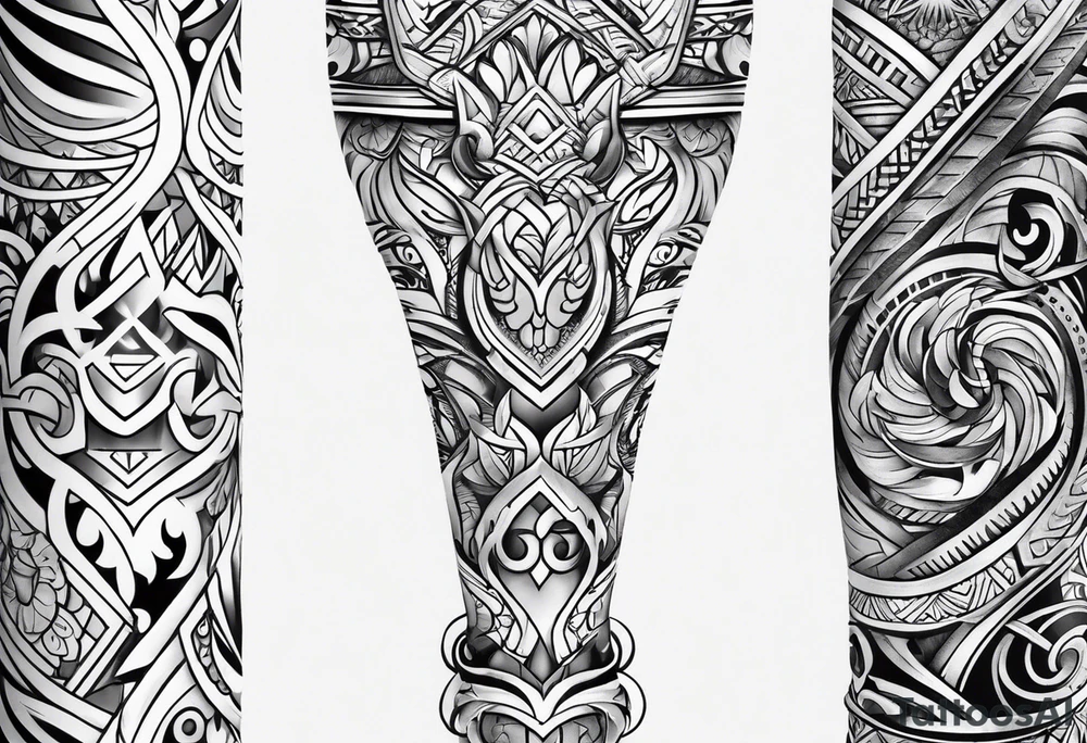 tribal leg sleeve tattoo idea
