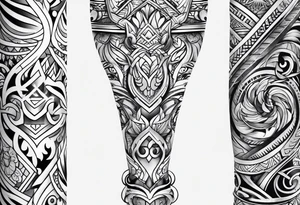 tribal leg sleeve tattoo idea