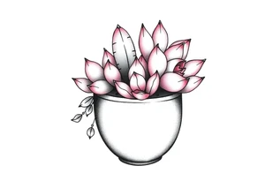 cute cacti and succulent in a pot tattoo idea