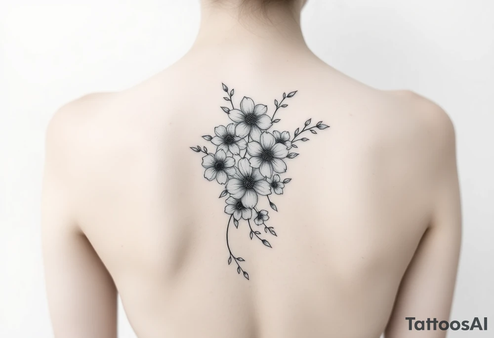 a bunch of flowers going down spine tattoo tattoo idea