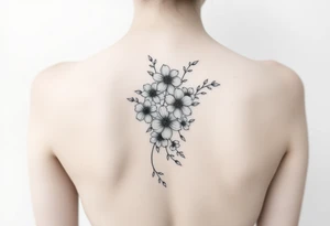 a bunch of flowers going down spine tattoo tattoo idea