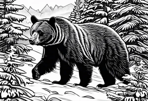 black bear wandering around in canadian winter tattoo idea
