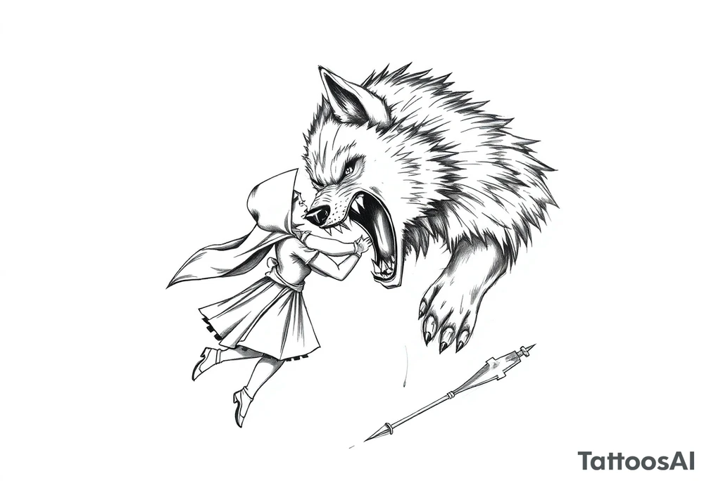 Big bad wolf chasing little red riding hood tattoo idea