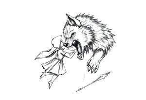 Big bad wolf chasing little red riding hood tattoo idea