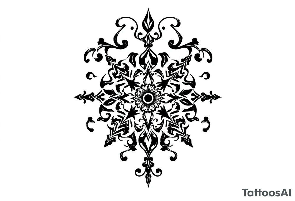 mytical shaman and witch ornament with ancient rhyme tattoo idea