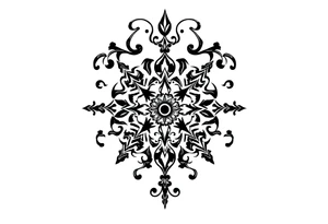 mytical shaman and witch ornament with ancient rhyme tattoo idea