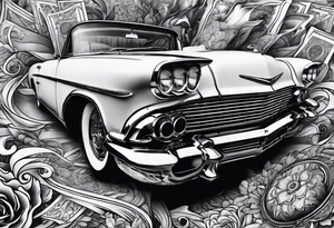 Rich life, car meets, all mixed together tattoo idea