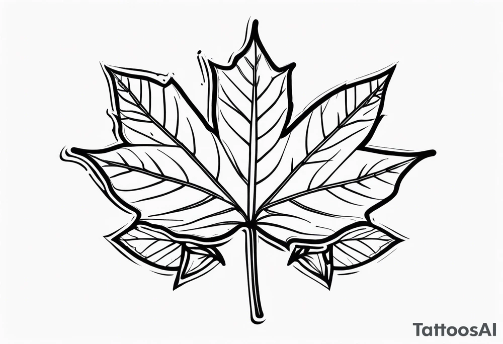 a maple leaf and Tudor rose in the forefront with a vertical rectangle on the left side in the background tattoo idea