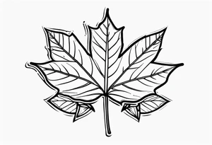 a maple leaf and Tudor rose in the forefront with a vertical rectangle on the left side in the background tattoo idea