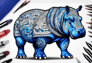 Blue Hippopotamus autism tattoo idea