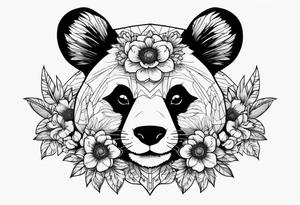 Punk Panda with flowers tattoo idea