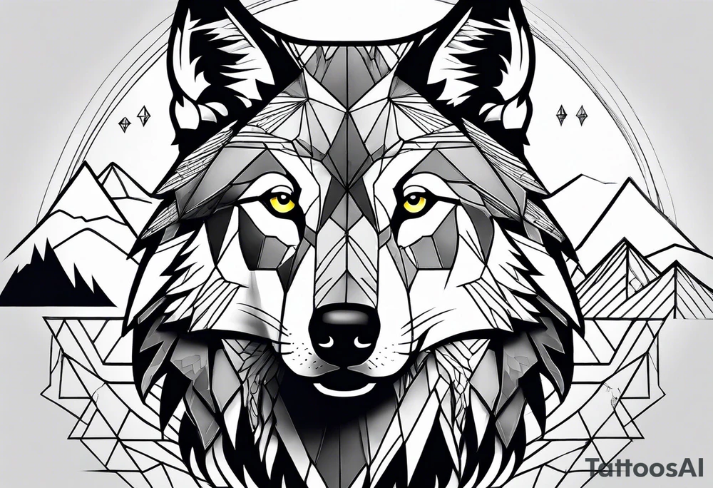 Wolf with mountain tattoo idea