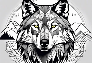 Wolf with mountain tattoo idea