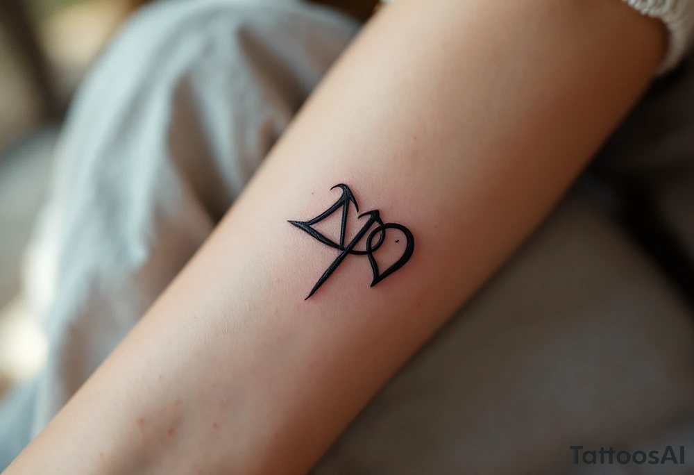 symbol for love rune carved with sharp, clean lines tattoo idea