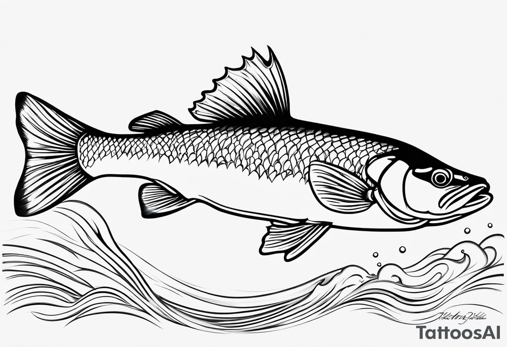 outline walleye simple small no scales tattoo idea