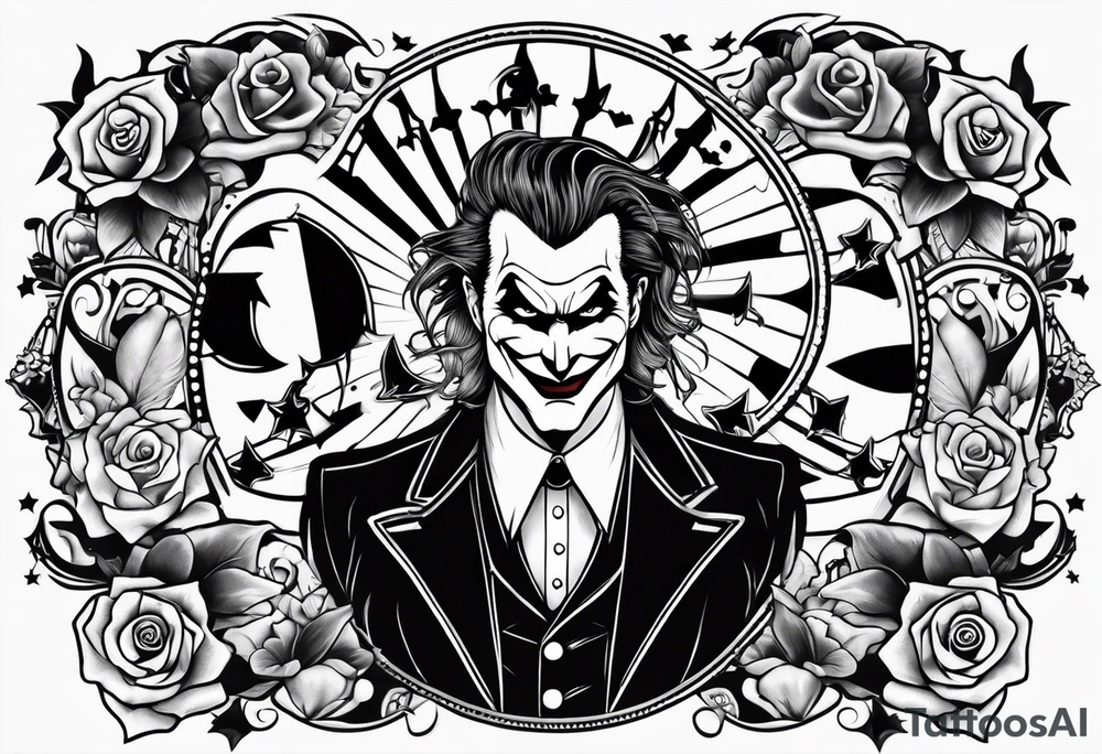 joker and batman on card game tattoo idea