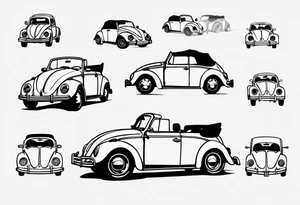 VW bug convertible, side profile, top down tattoo idea