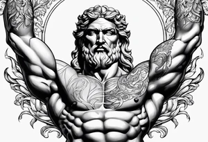 Creation of Adam muscular stoic tattoo idea