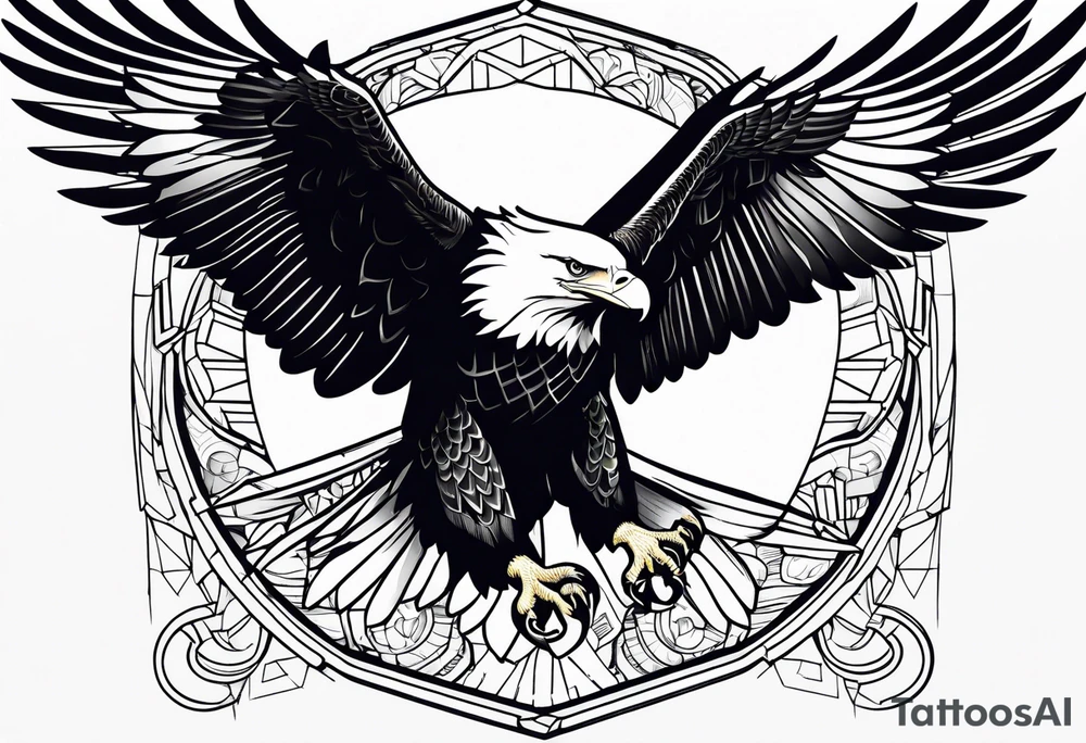 eagle in flight holding a faces tattoo idea