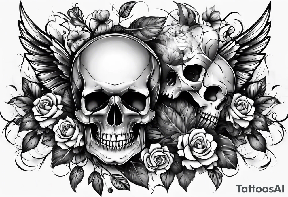 Memento mori writen skull sleeve tattoo design tattoo idea