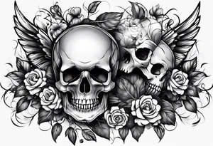 Memento mori writen skull sleeve tattoo design tattoo idea