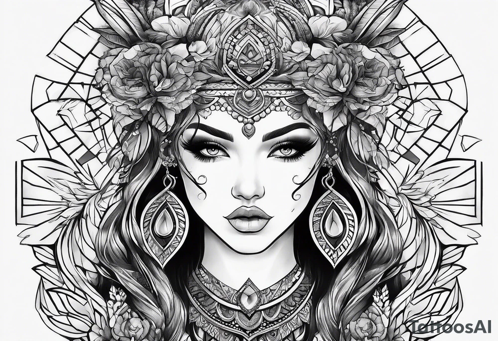 modern trible sketch on arm for girl tattoo idea