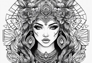 modern trible sketch on arm for girl tattoo idea
