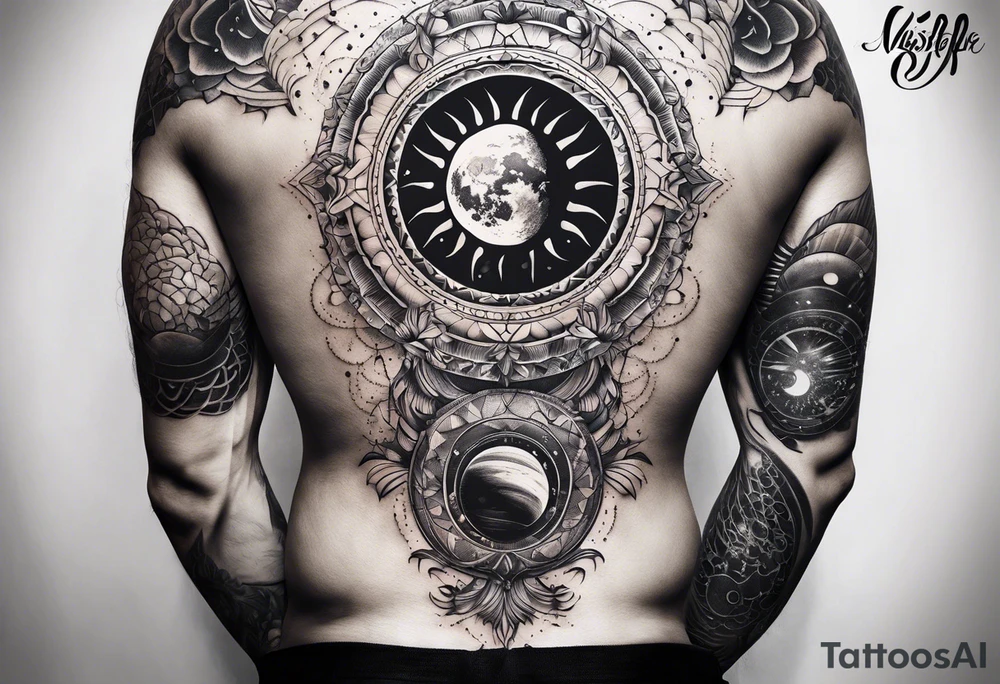 solar system spine tattoo idea