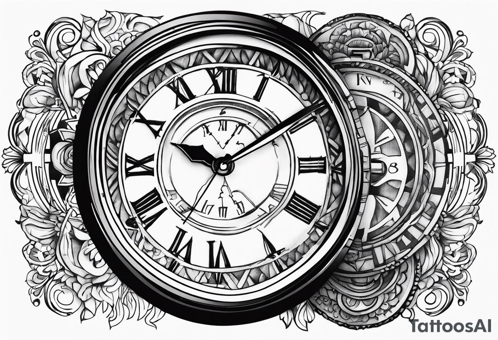 watch face with date of apr 8th tattoo idea