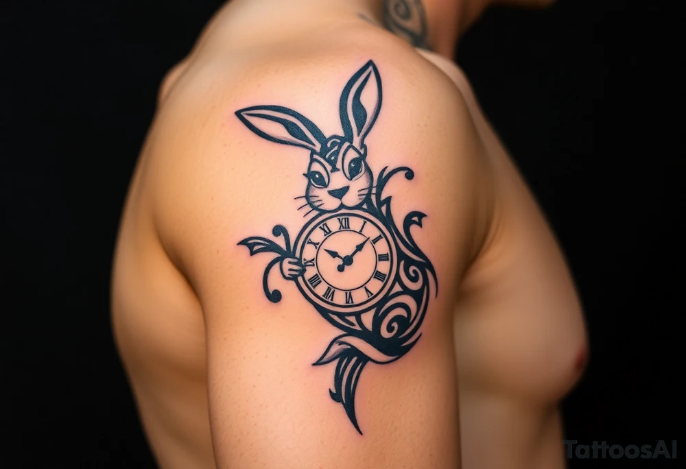 Rabbit with a Clock tattoo idea