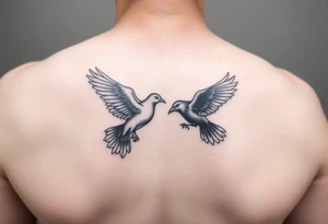 dove and raven fighting tattoo idea