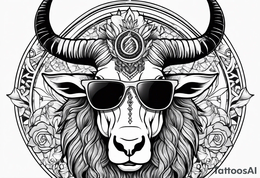 capricorn with sunglasses tattoo idea