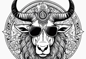 capricorn with sunglasses tattoo idea
