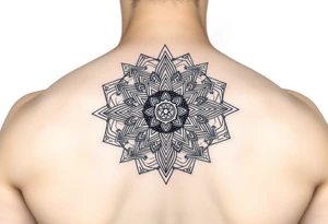 intricate mandala with sacred geometry and cosmic elements tattoo idea