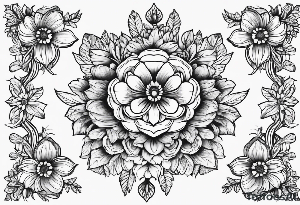 Paw print made with flowers tattoo idea