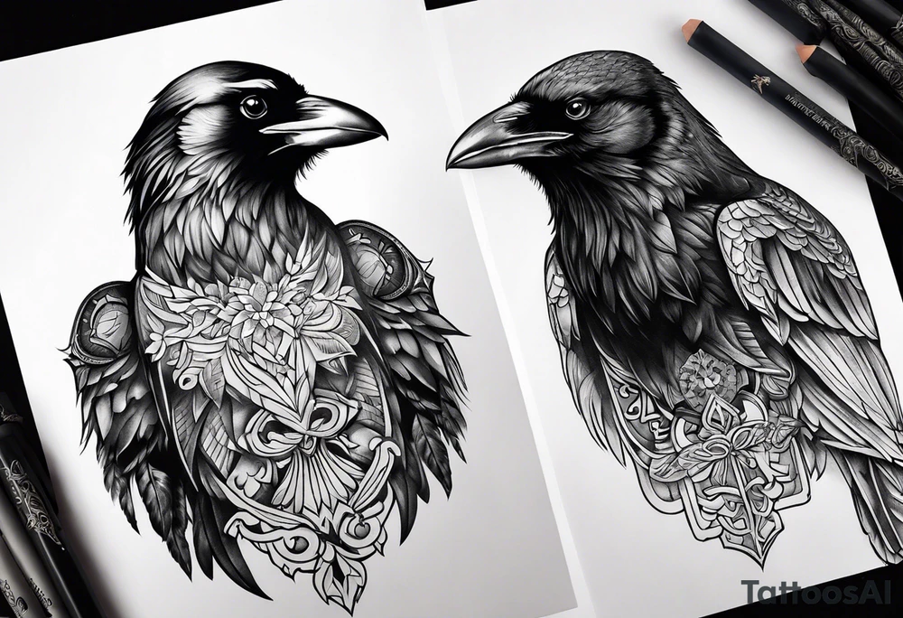 Nordic 2 ravens tattoo tattoo idea