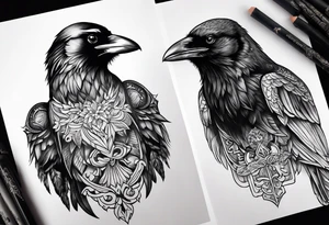 Nordic 2 ravens tattoo tattoo idea