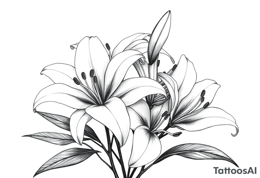 White lillies that lol like an antique etching tattoo idea