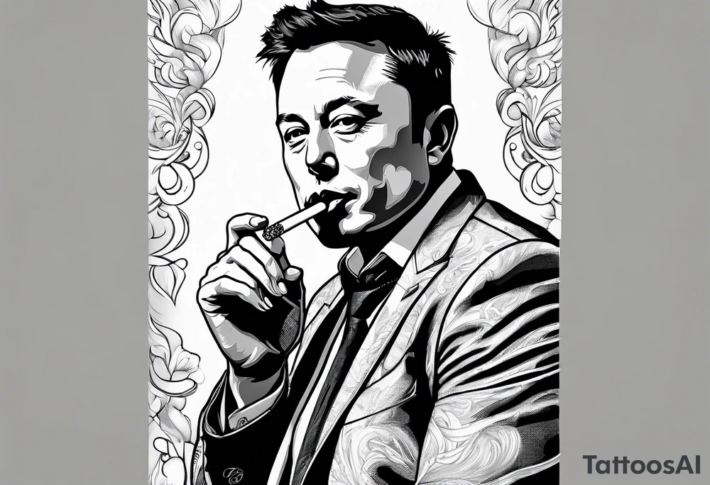 elon musk smoking cigarette tattoo idea