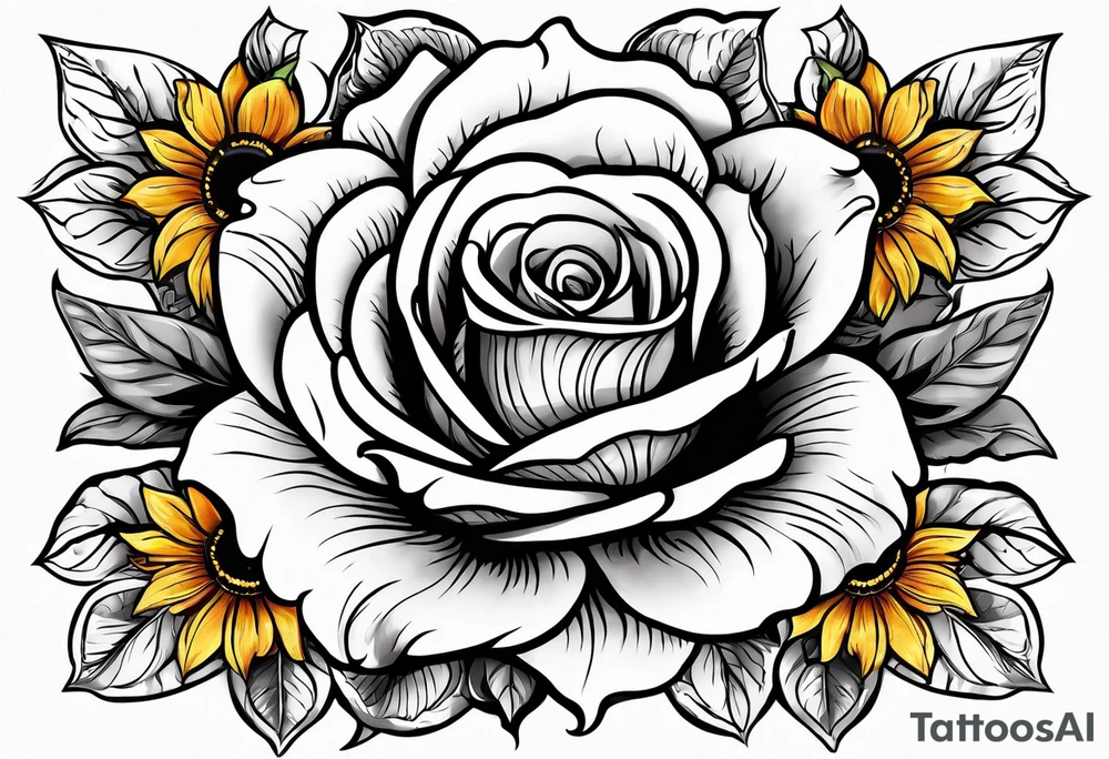 flower rose , sunflower, animal tattoo idea