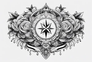 chest piece tattoo with jewelry tattoo idea