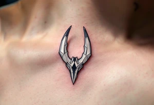 hark Tooth Hook – A sharp, menacing hook made of bone white with dark gray details, designed to resemble a shark tooth, symbolizing danger and the excitement of deep-sea fishing. tattoo idea