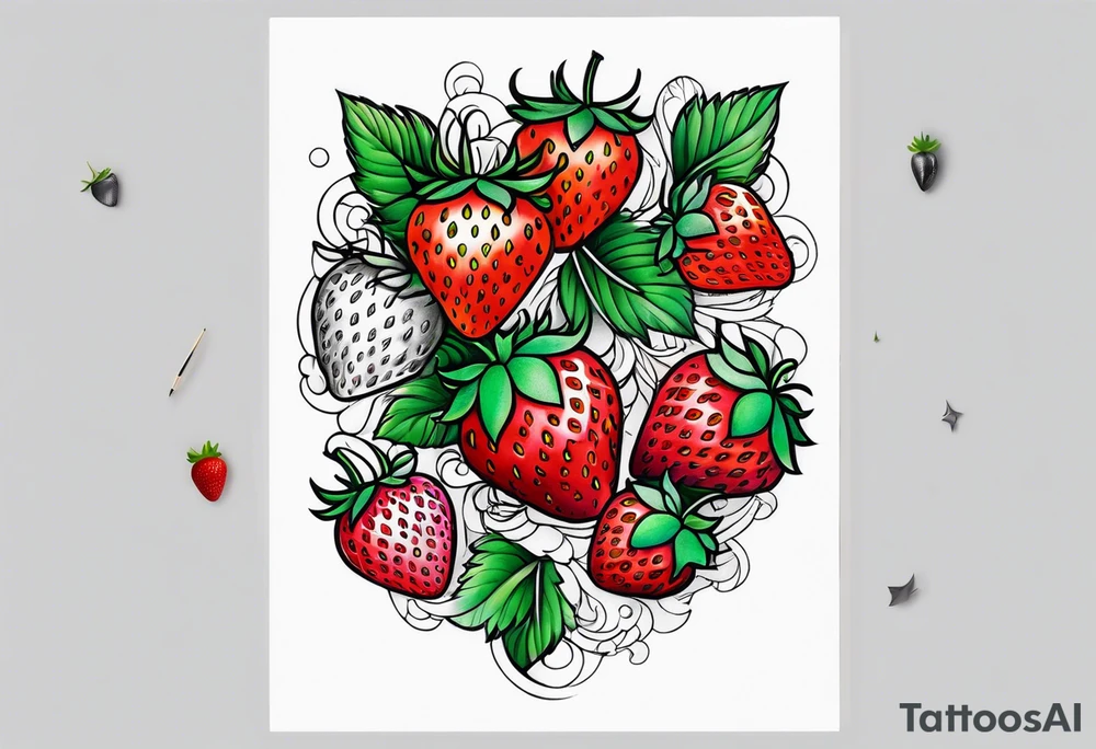 Individual Strawberry tattoo idea