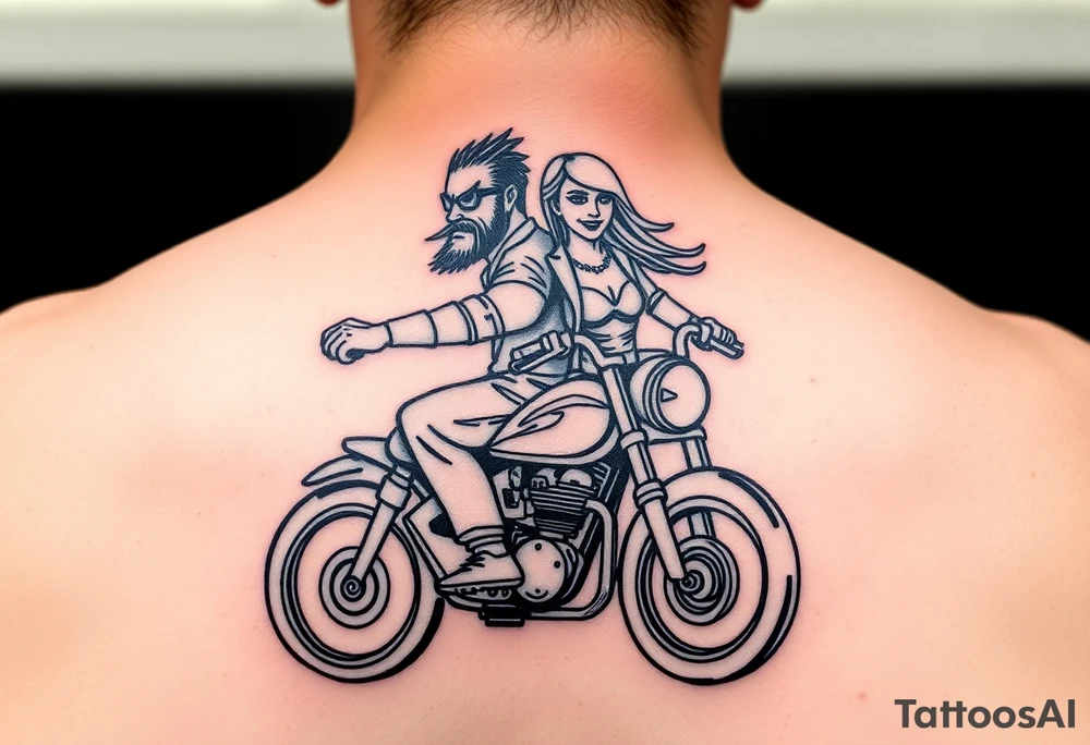 Mr. And Mrs. Taz riding a motorcycle tattoo idea