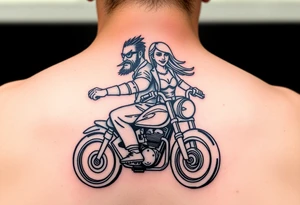Mr. And Mrs. Taz riding a motorcycle tattoo idea