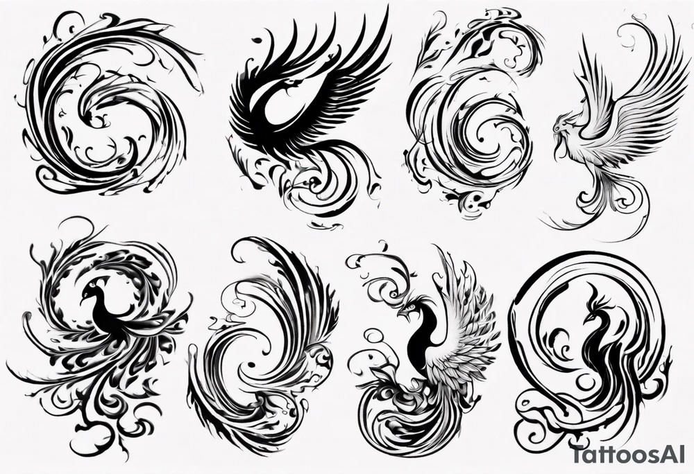 Phoenix in swirls tattoo idea