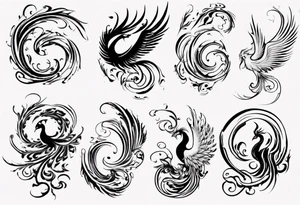 Phoenix in swirls tattoo idea